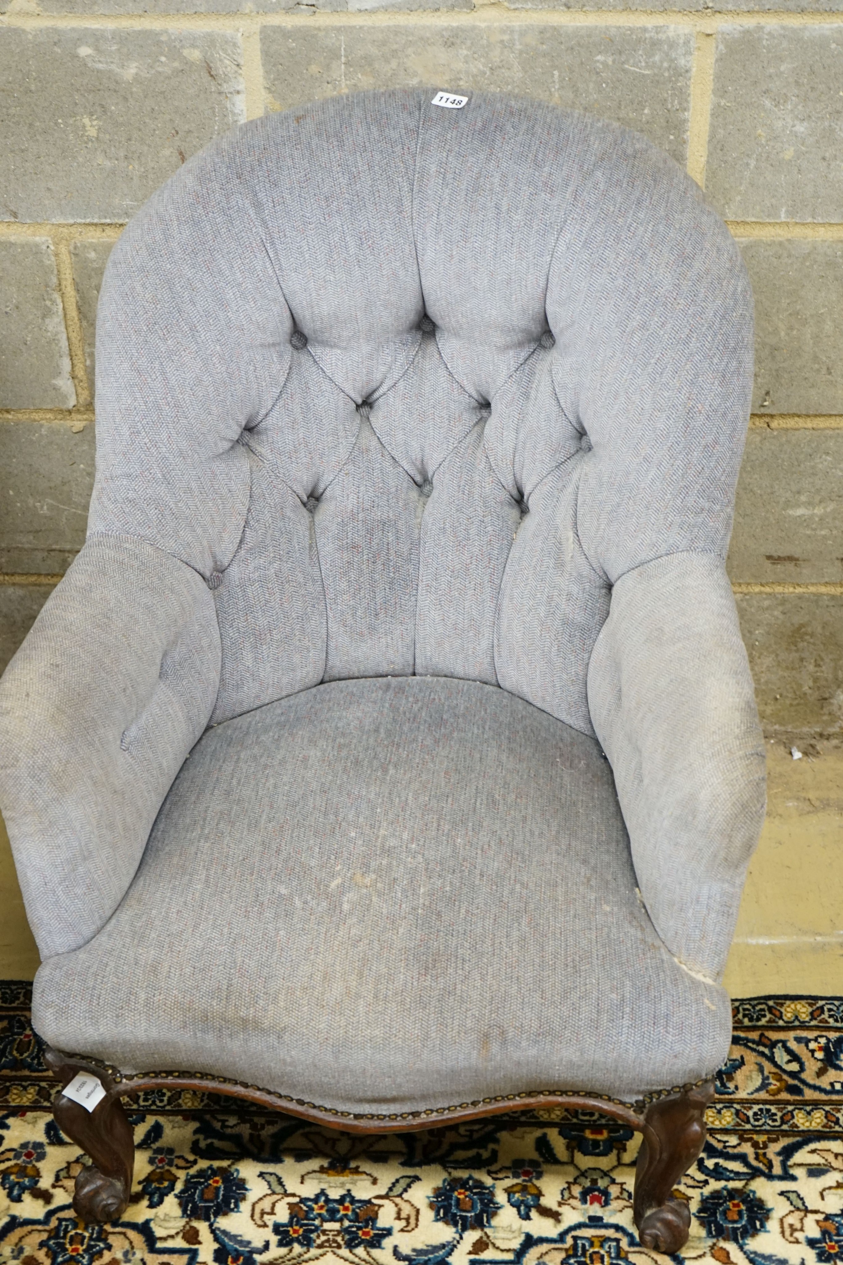 A Victorian rosewood framed spoon back chair